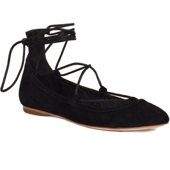Joie Jenessa Suede Lace-Up Ballerina Flats - Picture 2 of 8